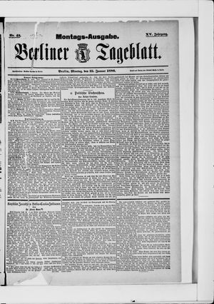 Berliner Tageblatt und Handels-Zeitung on Jan 25, 1886