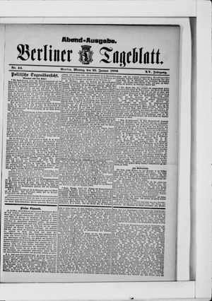 Berliner Tageblatt und Handels-Zeitung vom 25.01.1886