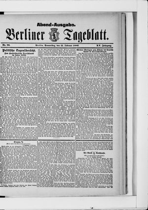 Berliner Tageblatt und Handels-Zeitung vom 11.02.1886