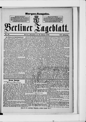 Berliner Tageblatt und Handels-Zeitung vom 13.02.1886