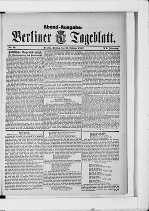 Berliner Tageblatt und Handels-Zeitung vom 19.02.1886