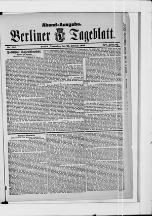 Berliner Tageblatt und Handels-Zeitung vom 25.02.1886