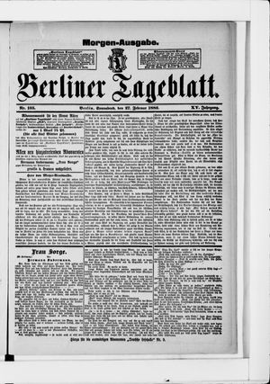 Berliner Tageblatt und Handels-Zeitung vom 27.02.1886