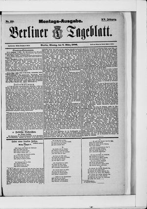 Berliner Tageblatt und Handels-Zeitung on Mar 8, 1886