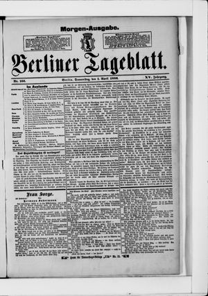 Berliner Tageblatt und Handels-Zeitung vom 01.04.1886