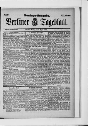 Berliner Tageblatt und Handels-Zeitung vom 05.04.1886