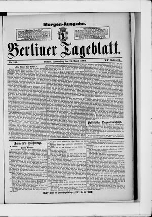 Berliner Tageblatt und Handels-Zeitung vom 15.04.1886