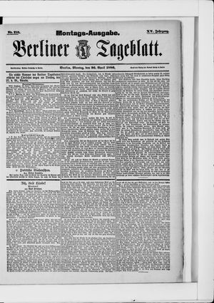 Berliner Tageblatt und Handels-Zeitung vom 26.04.1886