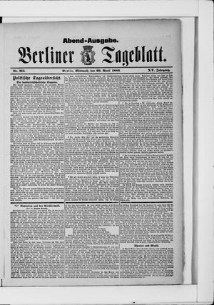 Berliner Tageblatt und Handels-Zeitung vom 28.04.1886