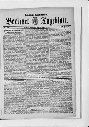 Berliner Tageblatt und Handels-Zeitung on Apr 29, 1886
