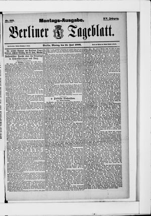 Berliner Tageblatt und Handels-Zeitung vom 14.06.1886