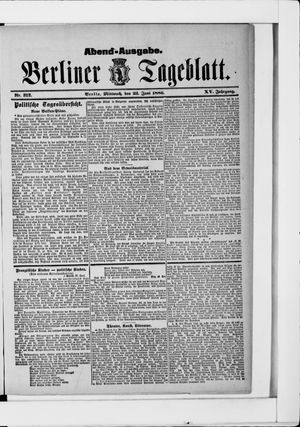 Berliner Tageblatt und Handels-Zeitung vom 23.06.1886