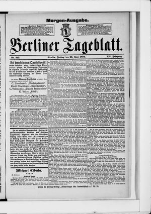 Berliner Tageblatt und Handels-Zeitung vom 25.06.1886