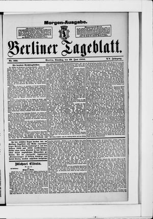 Berliner Tageblatt und Handels-Zeitung vom 29.06.1886