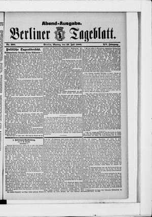 Berliner Tageblatt und Handels-Zeitung vom 19.07.1886