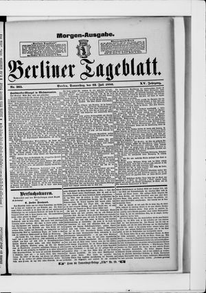 Berliner Tageblatt und Handels-Zeitung vom 22.07.1886