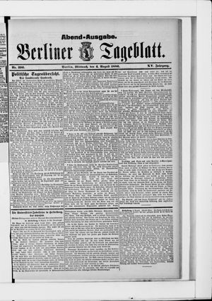 Berliner Tageblatt und Handels-Zeitung on Aug 4, 1886