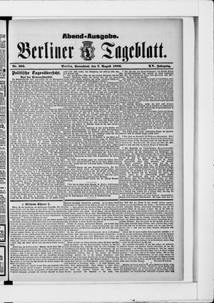 Berliner Tageblatt und Handels-Zeitung vom 07.08.1886