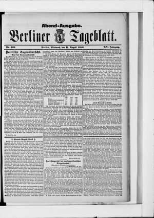 Berliner Tageblatt und Handels-Zeitung vom 11.08.1886