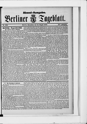 Berliner Tageblatt und Handels-Zeitung vom 14.08.1886