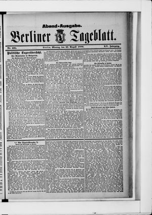 Berliner Tageblatt und Handels-Zeitung on Aug 23, 1886