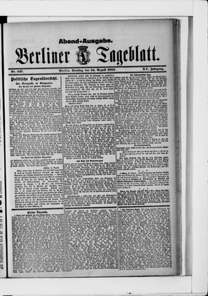Berliner Tageblatt und Handels-Zeitung vom 24.08.1886