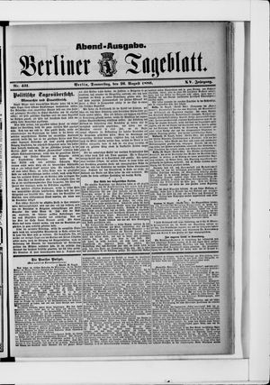 Berliner Tageblatt und Handels-Zeitung vom 26.08.1886