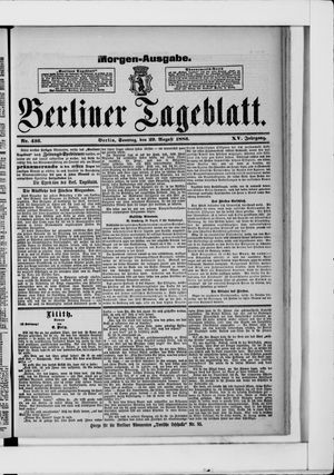 Berliner Tageblatt und Handels-Zeitung vom 29.08.1886