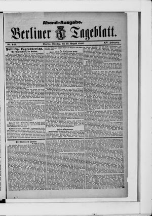Berliner Tageblatt und Handels-Zeitung on Aug 31, 1886
