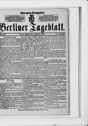 Berliner Tageblatt und Handels-Zeitung vom 05.09.1886