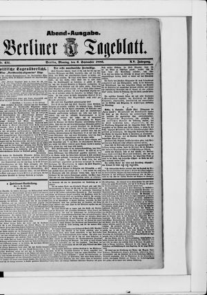Berliner Tageblatt und Handels-Zeitung vom 06.09.1886