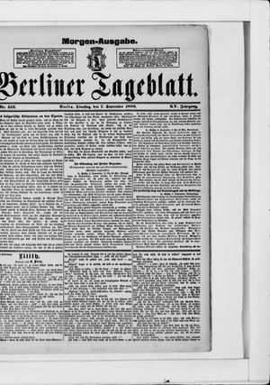 Berliner Tageblatt und Handels-Zeitung vom 07.09.1886