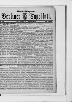 Berliner Tageblatt und Handels-Zeitung vom 07.09.1886