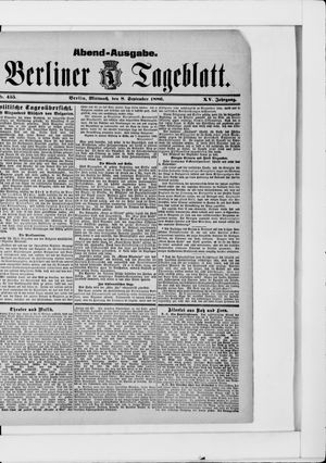 Berliner Tageblatt und Handels-Zeitung vom 08.09.1886