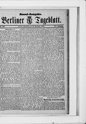 Berliner Tageblatt und Handels-Zeitung on Sep 11, 1886