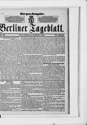 Berliner Tageblatt und Handels-Zeitung vom 14.09.1886