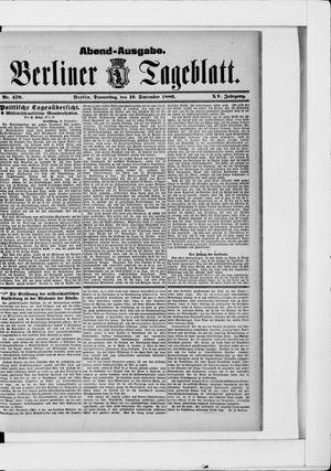 Berliner Tageblatt und Handels-Zeitung vom 16.09.1886