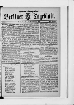 Berliner Tageblatt und Handels-Zeitung vom 18.09.1886