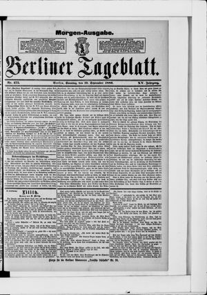 Berliner Tageblatt und Handels-Zeitung vom 19.09.1886
