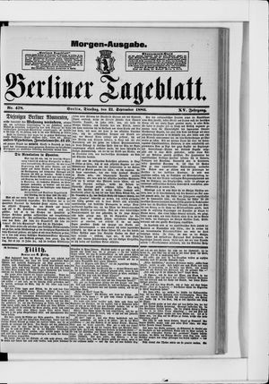 Berliner Tageblatt und Handels-Zeitung vom 21.09.1886