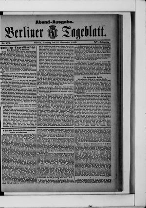 Berliner Tageblatt und Handels-Zeitung vom 21.09.1886