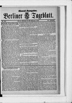 Berliner Tageblatt und Handels-Zeitung vom 22.09.1886