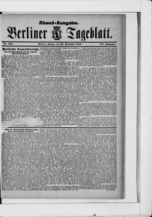 Berliner Tageblatt und Handels-Zeitung vom 24.09.1886