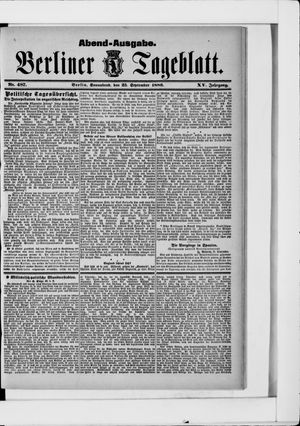 Berliner Tageblatt und Handels-Zeitung vom 25.09.1886