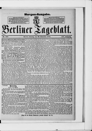 Berliner Tageblatt und Handels-Zeitung vom 26.09.1886