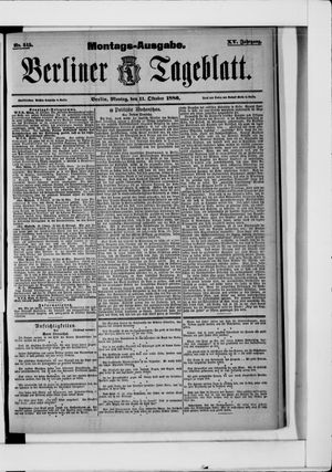 Berliner Tageblatt und Handels-Zeitung vom 11.10.1886