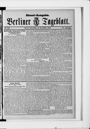 Berliner Tageblatt und Handels-Zeitung vom 14.10.1886
