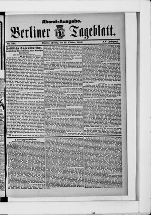 Berliner Tageblatt und Handels-Zeitung vom 15.10.1886