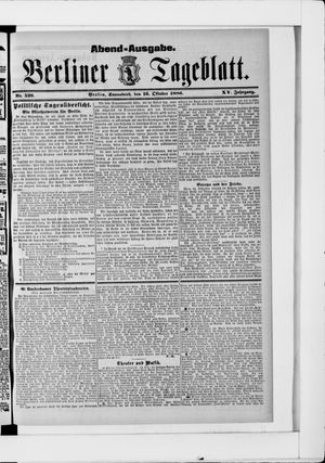 Berliner Tageblatt und Handels-Zeitung vom 16.10.1886