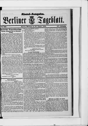 Berliner Tageblatt und Handels-Zeitung on Oct 27, 1886